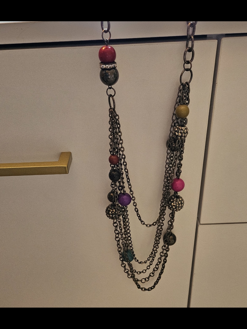 Multicolor Beaded Layered Chain Necklace